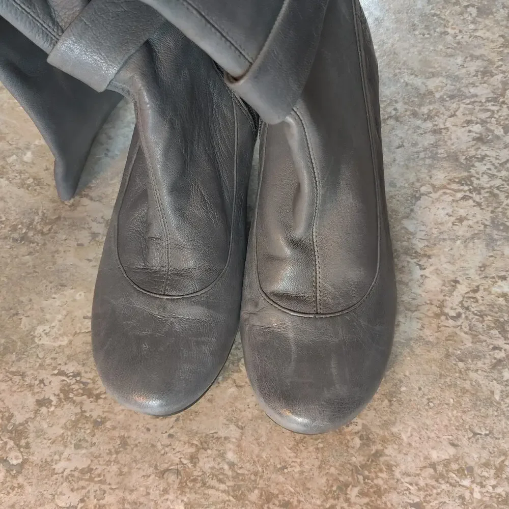 Otot Long Boots Womens 6.5 M Blue Gray Leather Pull On Western City